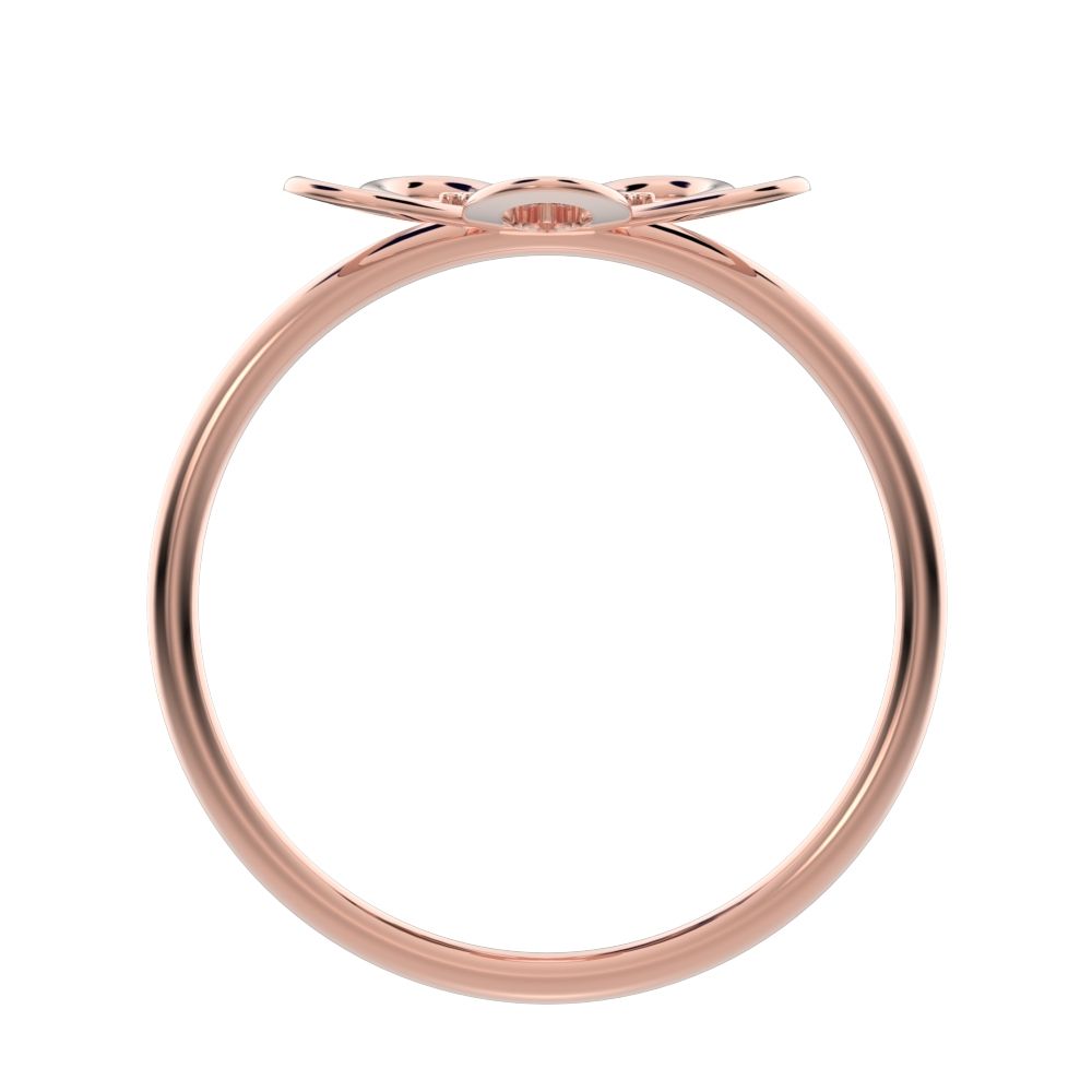 0.09 ct Round Cut Moissanite dainty Minimalist star halo cluster floral 14K / 18K Solid Rose Gold everyday ring