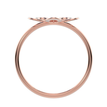0.09 ct Round Cut Moissanite dainty Minimalist star halo cluster floral 14K / 18K Solid Rose Gold everyday ring