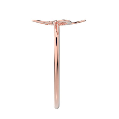 0.09 ct Round Cut Moissanite dainty Minimalist star halo cluster floral 14K / 18K Solid Rose Gold everyday ring