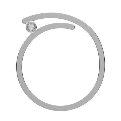 0.03 ct Round Cut VS/GH Cultured Diamond dainty  Minimalist¬†AsymmetricalbezelOpen-circleStackable14k White Gold Ring