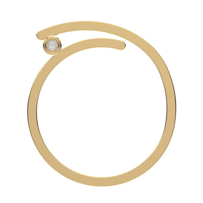 0.03Ct Round Cut Simulated Clear Diamond Minimalist Asymmetrical Open-circle Stackable 14K / 18K Solid Yellow Gold everyday wedding band