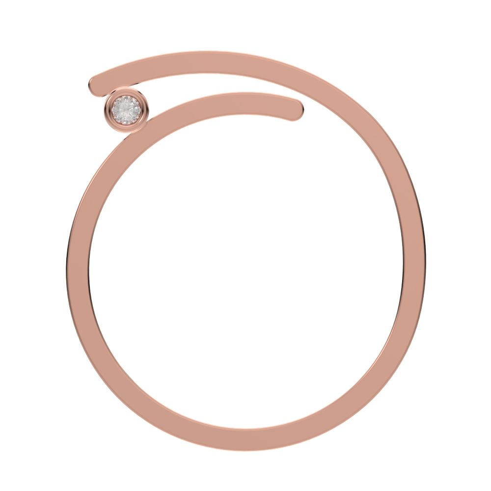 0.03Ct Round Cut Simulated Clear Diamond Minimalist Asymmetrical Open-circle Stackable 14K / 18K Solid Rose Gold everyday wedding band