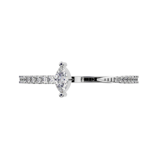 0.2575Ct Marquise Cut Simulated Clear Diamond Minimalist eye adjustable Stackable light 14K / 18K Solid White Gold everyday wedding band