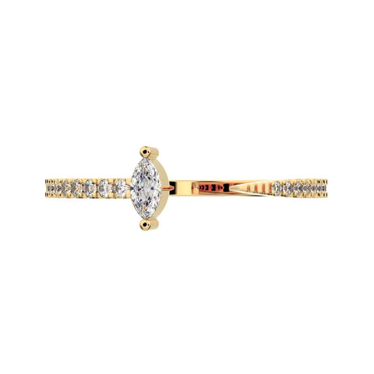 0.2575 ct Marquise Cut Moissanite dainty Minimalist eye adjustable Stackable light 14K / 18K Solid Yellow Gold everyday wedding band