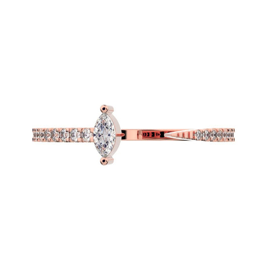 0.2575Ct Marquise Cut Simulated Clear Diamond Minimalist eye adjustable Stackable light 14K / 18K Solid Rose Gold everyday wedding band