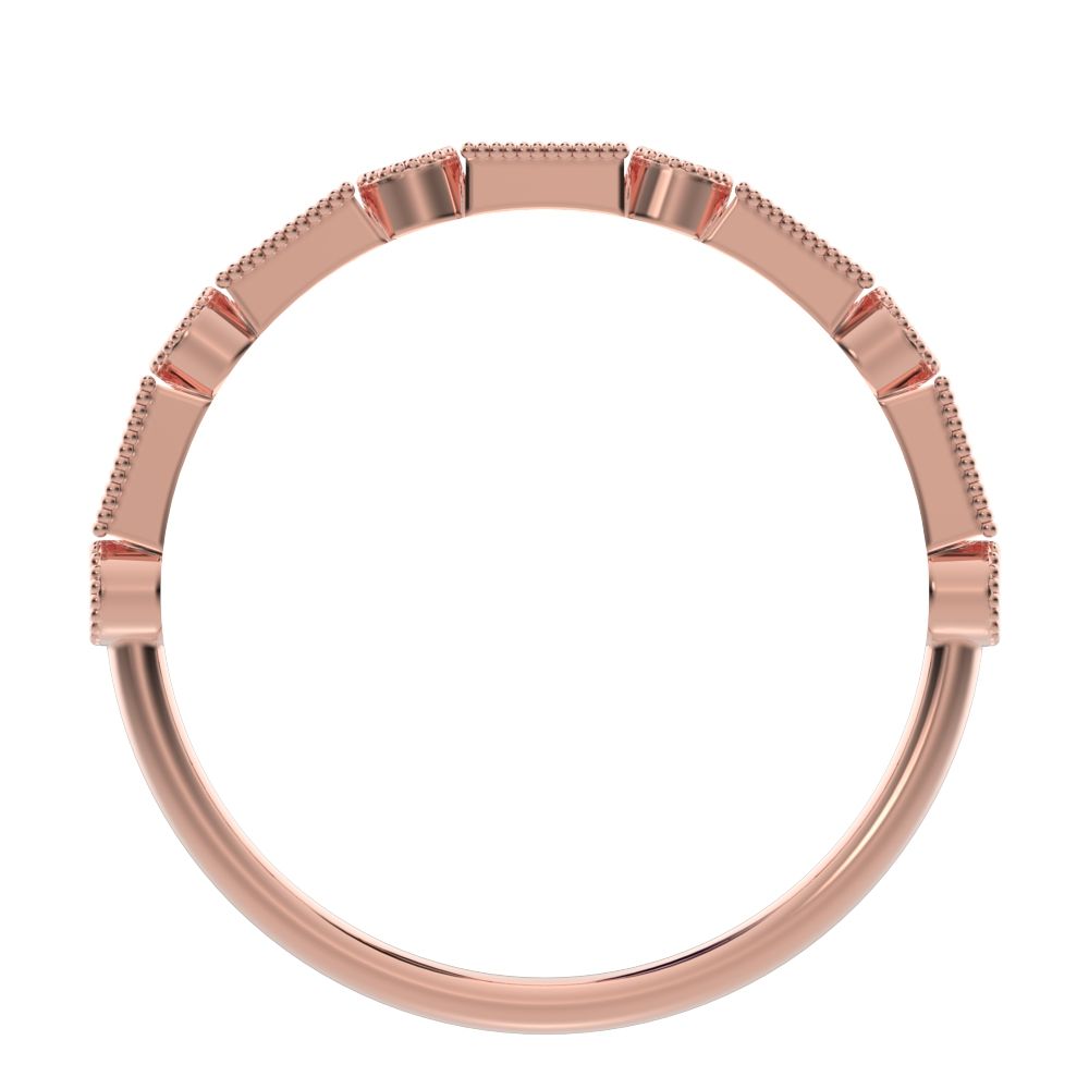 0.39Ct Baguette Cut Simulated Clear Diamond dainty Minimalist half eternity Stackable 14K / 18K Solid Rose Gold everyday wedding band
