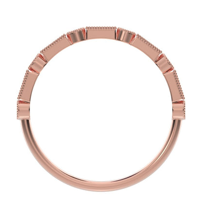 0.39Ct Baguette Cut Simulated Clear Diamond dainty Minimalist half eternity Stackable 14K / 18K Solid Rose Gold everyday wedding band