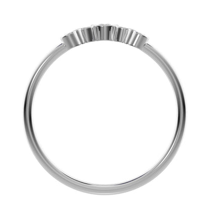 0.26Ct Pear Cut VS/GH Natural Diamond dainty Minimalist bezel Crown Stackable tiara curved 14K / 18K Solid White Gold everyday wedding band