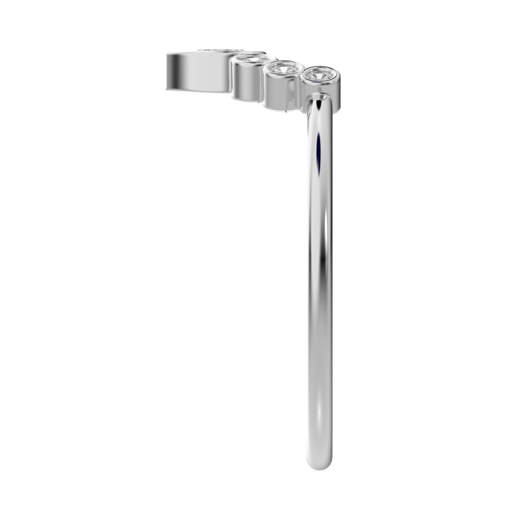 0.26Ct Pear Cut VS/GH Natural Diamond dainty Minimalist bezel Crown Stackable tiara curved 14K / 18K Solid White Gold everyday wedding band