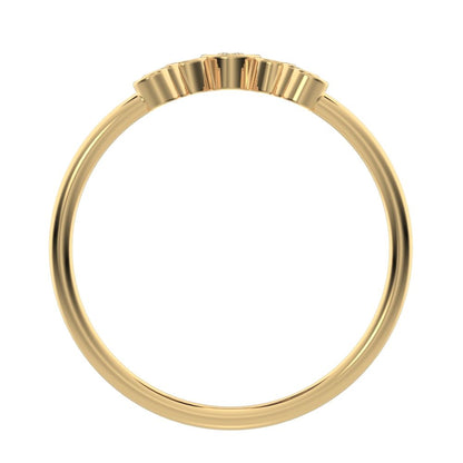 0.26Ct Pear Cut VS/GH Natural Diamond Minimalist bezel Crown Stackable tiara curved 14K / 18K Solid Yellow Gold everyday wedding band