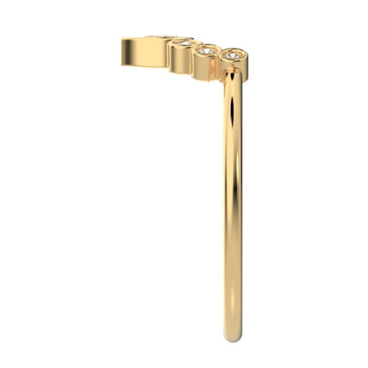 0.26Ct Pear Cut VS/GH Natural Diamond Minimalist bezel Crown Stackable tiara curved 14K / 18K Solid Yellow Gold everyday wedding band