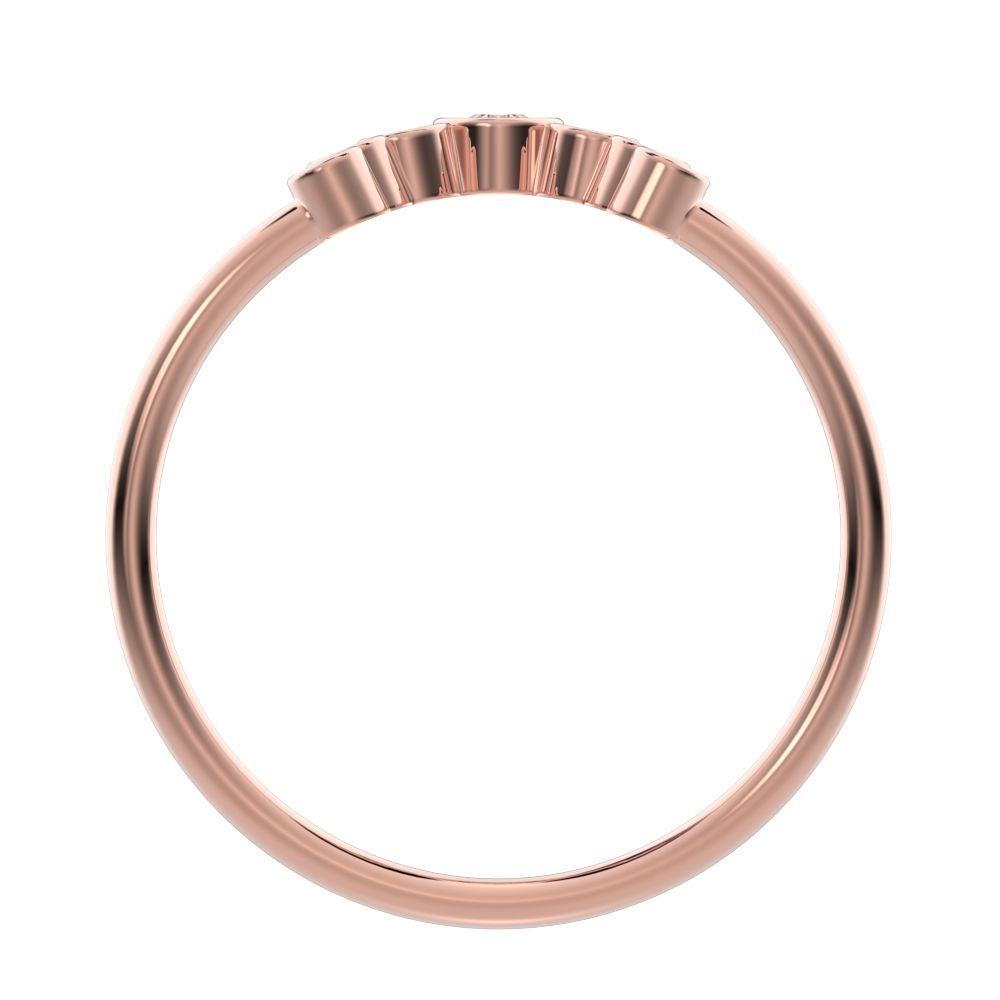 0.26 ct Pear Cut Moissanite dainty Minimalist bezel Crown Stackable tiara curved 14K / 18K Solid Rose Gold everyday wedding band