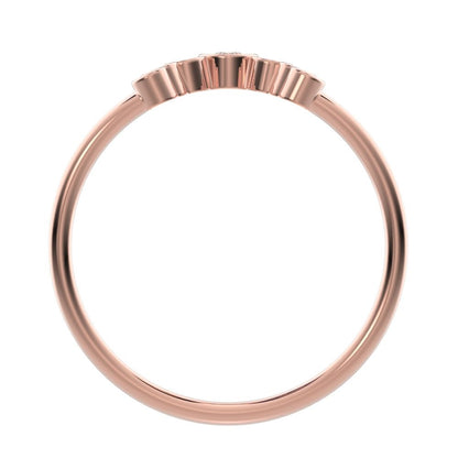 0.26 ct Pear Cut Moissanite dainty Minimalist bezel Crown Stackable tiara curved 14K / 18K Solid Rose Gold everyday wedding band