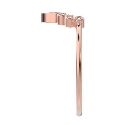 0.26 ct Pear Cut Moissanite dainty Minimalist bezel Crown Stackable tiara curved 14K / 18K Solid Rose Gold everyday wedding band