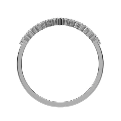 0.18Ct Round Cut Moissanite dainty Minimalist Constellation half eternity Stackable zigzag 14K / 18K Solid White Gold everyday wedding band