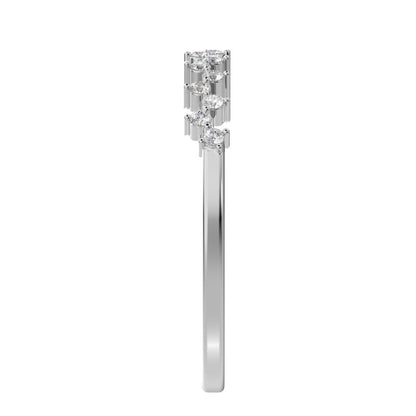 0.18Ct Round Cut Moissanite dainty Minimalist Constellation half eternity Stackable zigzag 14K / 18K Solid White Gold everyday wedding band
