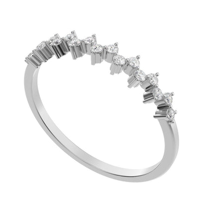 0.18Ct Round Cut Moissanite dainty Minimalist Constellation half eternity Stackable zigzag 14K / 18K Solid White Gold everyday wedding band
