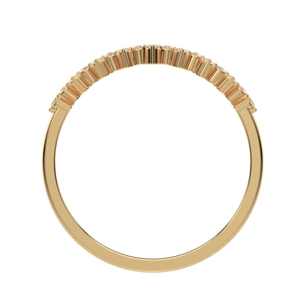 0.18Ct Round Cut Moissanite Minimalist Constellation half eternity Stackable zigzag 14K / 18K Solid Yellow Gold everyday wedding band