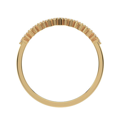 0.18Ct Round Cut Moissanite Minimalist Constellation half eternity Stackable zigzag 14K / 18K Solid Yellow Gold everyday wedding band
