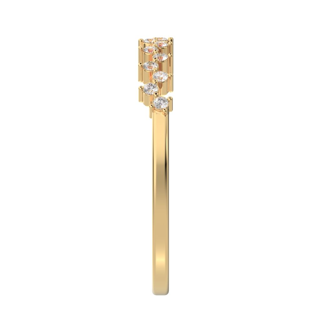 0.18Ct Round Cut Moissanite Minimalist Constellation half eternity Stackable zigzag 14K / 18K Solid Yellow Gold everyday wedding band