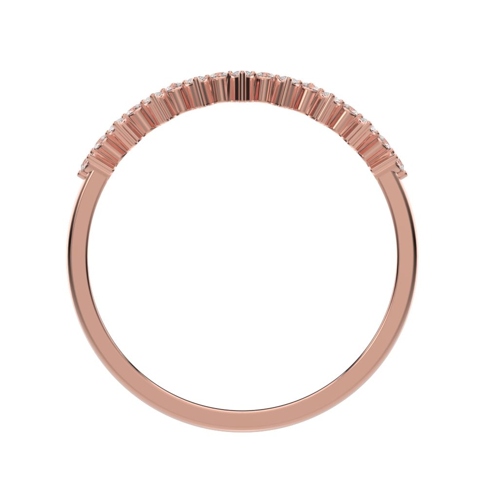 0.18 ct Round Cut Moissanite dainty Minimalist Constellation half eternity Stackable zigzag 14K / 18K Solid Rose Gold everyday wedding band