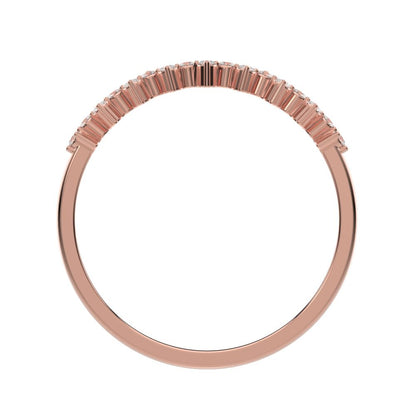 0.18 ct Round Cut Moissanite dainty Minimalist Constellation half eternity Stackable zigzag 14K / 18K Solid Rose Gold everyday wedding band