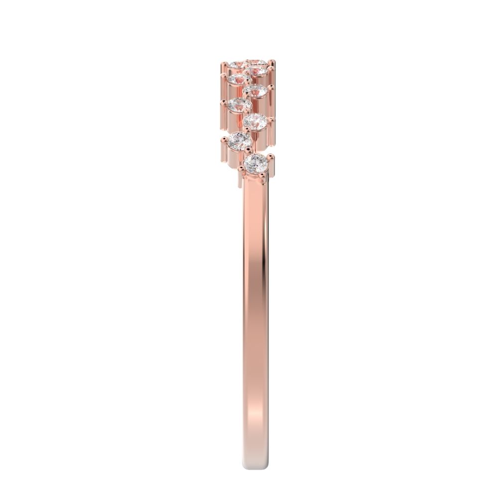0.18 ct Round Cut Moissanite dainty Minimalist Constellation half eternity Stackable zigzag 14K / 18K Solid Rose Gold everyday wedding band
