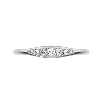 0.08 ct Round Cut Simulated Clear Diamond dainty Minimalist eye bar Stackable light 14K / 18K Solid White Gold everyday wedding band