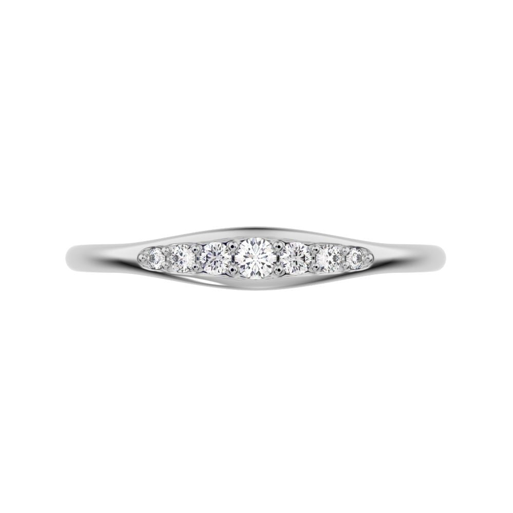0.08 ct Round Cut Moissanite dainty Minimalist eye bar Stackable light 14K / 18K Solid White Gold everyday wedding band