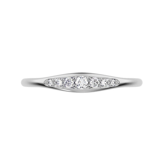 0.08 ct Round Cut Moissanite dainty Minimalist eye bar Stackable light 14K / 18K Solid White Gold everyday wedding band