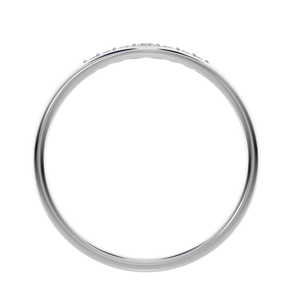 0.08 ct Round Cut Simulated Clear Diamond dainty Minimalist eye bar Stackable light 14K / 18K Solid White Gold everyday wedding band