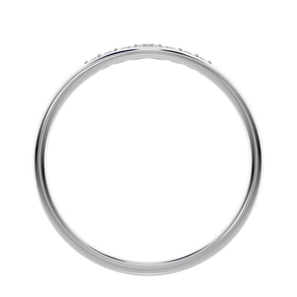 0.08 ct Round Cut Moissanite dainty Minimalist eye bar Stackable light 14K / 18K Solid White Gold everyday wedding band
