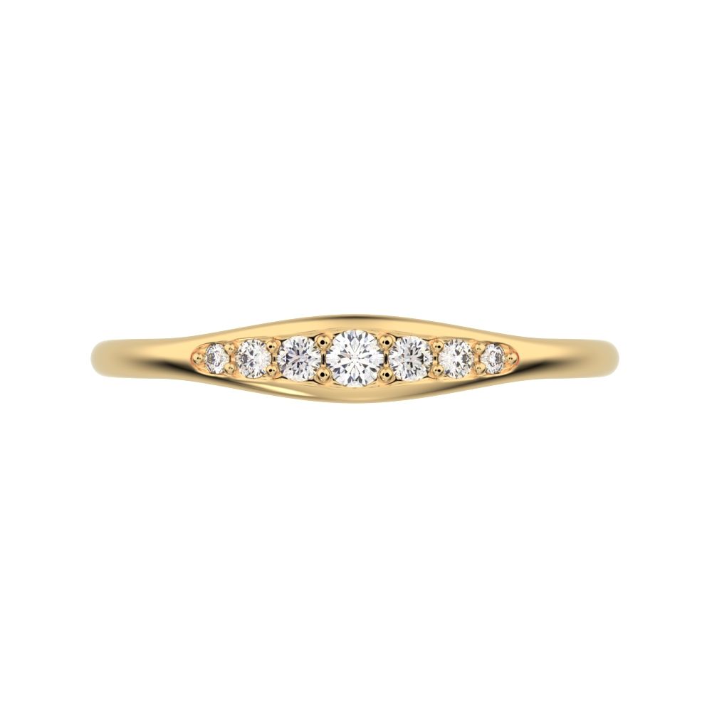 0.08 ct Round Cut Simulated Clear Diamond dainty Minimalist eye bar Stackable light 14K / 18K Solid Yellow Gold everyday wedding band
