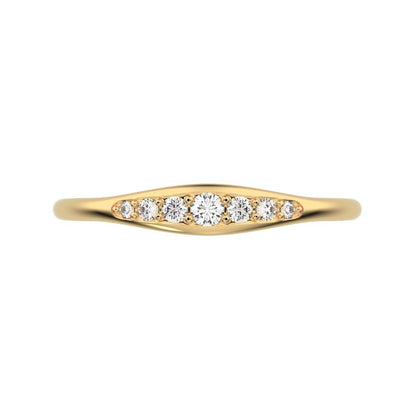 0.08 ct Round Cut Simulated Clear Diamond dainty Minimalist eye bar Stackable light 14K / 18K Solid Yellow Gold everyday wedding band
