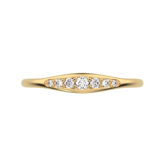 0.08 ct Round Cut Simulated Clear Diamond dainty Minimalist eye bar Stackable light 14K / 18K Solid Yellow Gold everyday wedding band
