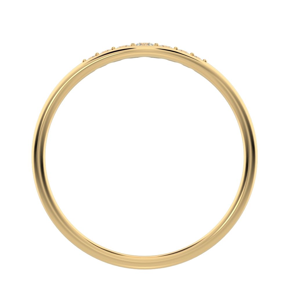 0.08 ct Round Cut Simulated Clear Diamond dainty Minimalist eye bar Stackable light 14K / 18K Solid Yellow Gold everyday wedding band