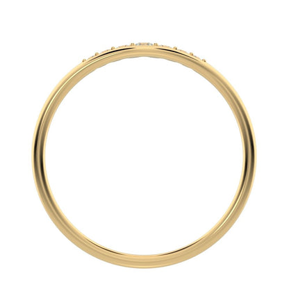 0.08 ct Round Cut Simulated Clear Diamond dainty Minimalist eye bar Stackable light 14K / 18K Solid Yellow Gold everyday wedding band