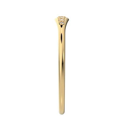 0.08 ct Round Cut Simulated Clear Diamond dainty Minimalist eye bar Stackable light 14K / 18K Solid Yellow Gold everyday wedding band