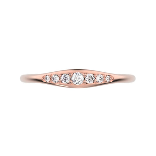 0.08 ct Round Cut Simulated Clear Diamond dainty Minimalist eye bar Stackable light 14K / 18K Solid Rose Gold everyday wedding band