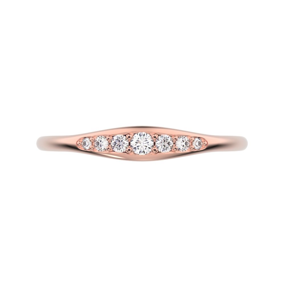 0.08 ct Round Cut Moissanite dainty Minimalist eye bar Stackable light 14K / 18K Solid Rose Gold everyday wedding band