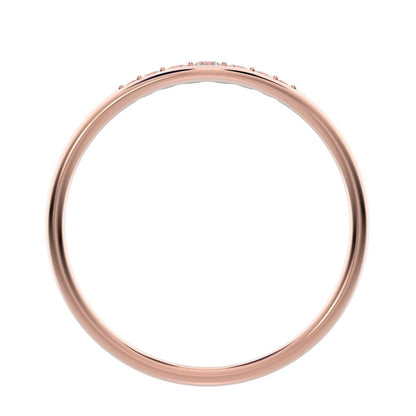 0.08 ct Round Cut Simulated Clear Diamond dainty Minimalist eye bar Stackable light 14K / 18K Solid Rose Gold everyday wedding band