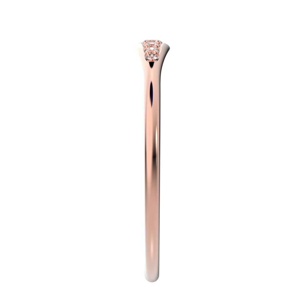 0.08 ct Round Cut Simulated Clear Diamond dainty Minimalist eye bar Stackable light 14K / 18K Solid Rose Gold everyday wedding band