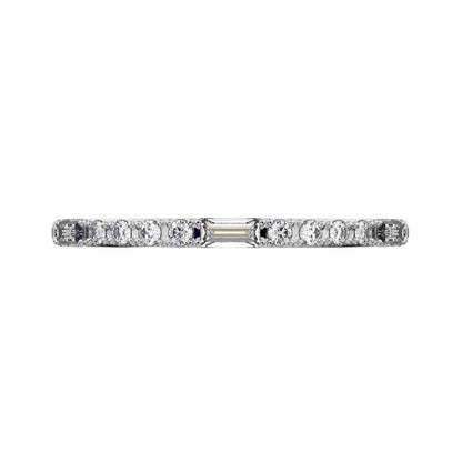 0.3Ct Baguette Cut Simulated Clear Diamond Minimalist half eternity Stackable simple 14K / 18K Solid White Gold everyday wedding band