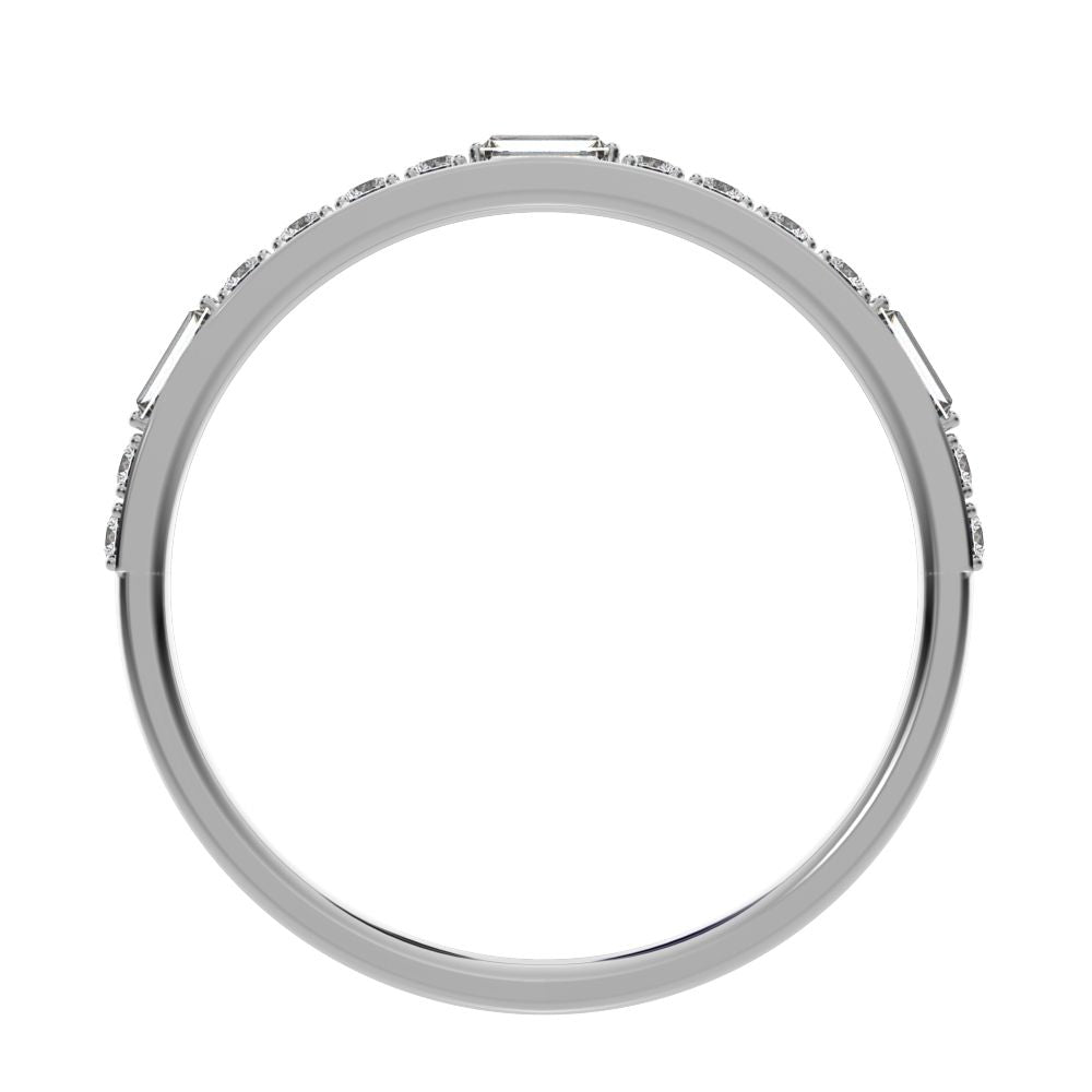 0.3Ct Baguette Cut Simulated Clear Diamond Minimalist half eternity Stackable simple 14K / 18K Solid White Gold everyday wedding band