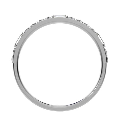 0.3Ct Baguette Cut Simulated Clear Diamond Minimalist half eternity Stackable simple 14K / 18K Solid White Gold everyday wedding band