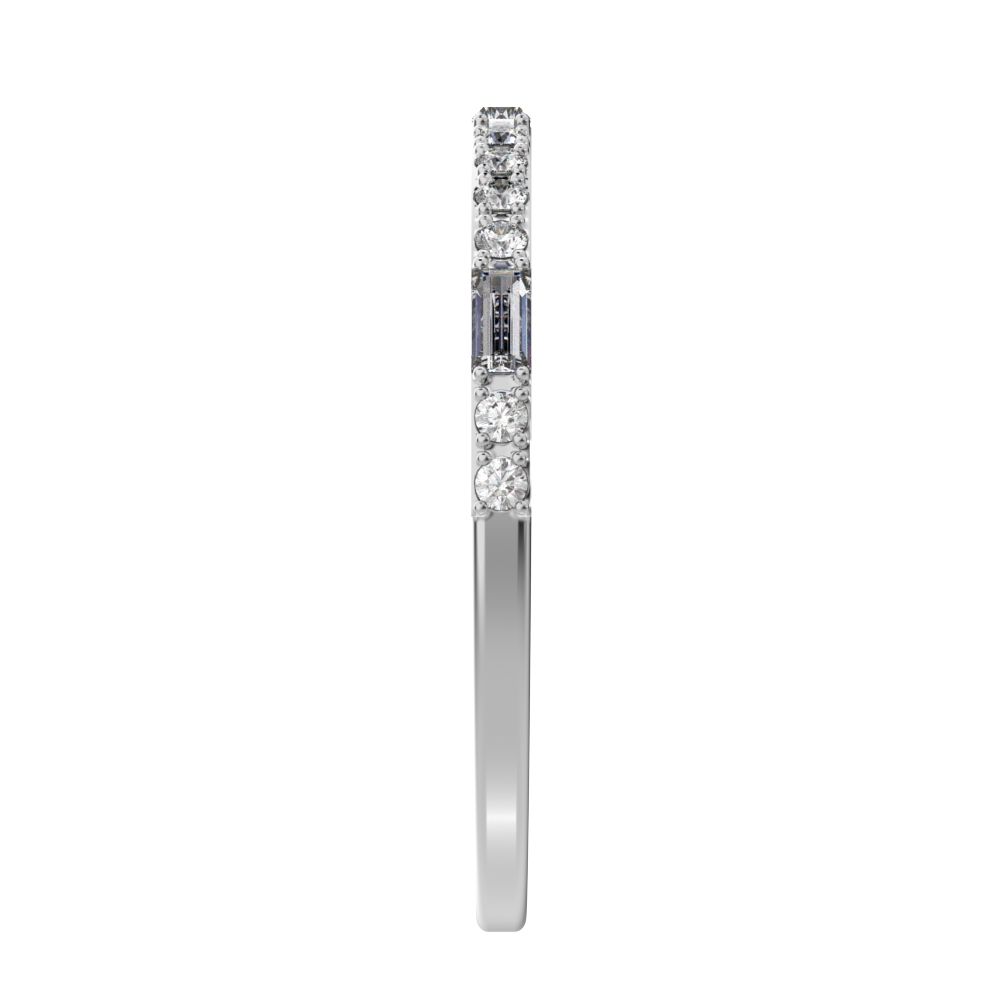 0.3Ct Baguette Cut Simulated Clear Diamond Minimalist half eternity Stackable simple 14K / 18K Solid White Gold everyday wedding band