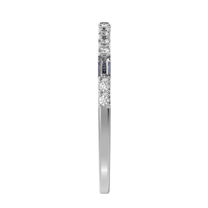0.3Ct Baguette Cut Simulated Clear Diamond Minimalist half eternity Stackable simple 14K / 18K Solid White Gold everyday wedding band
