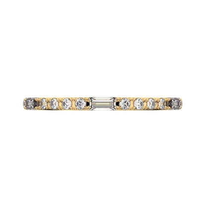 0.3 ct Baguette Cut Moissanite dainty Minimalist half eternity Stackable light simple 14K / 18K Solid Yellow Gold everyday wedding band
