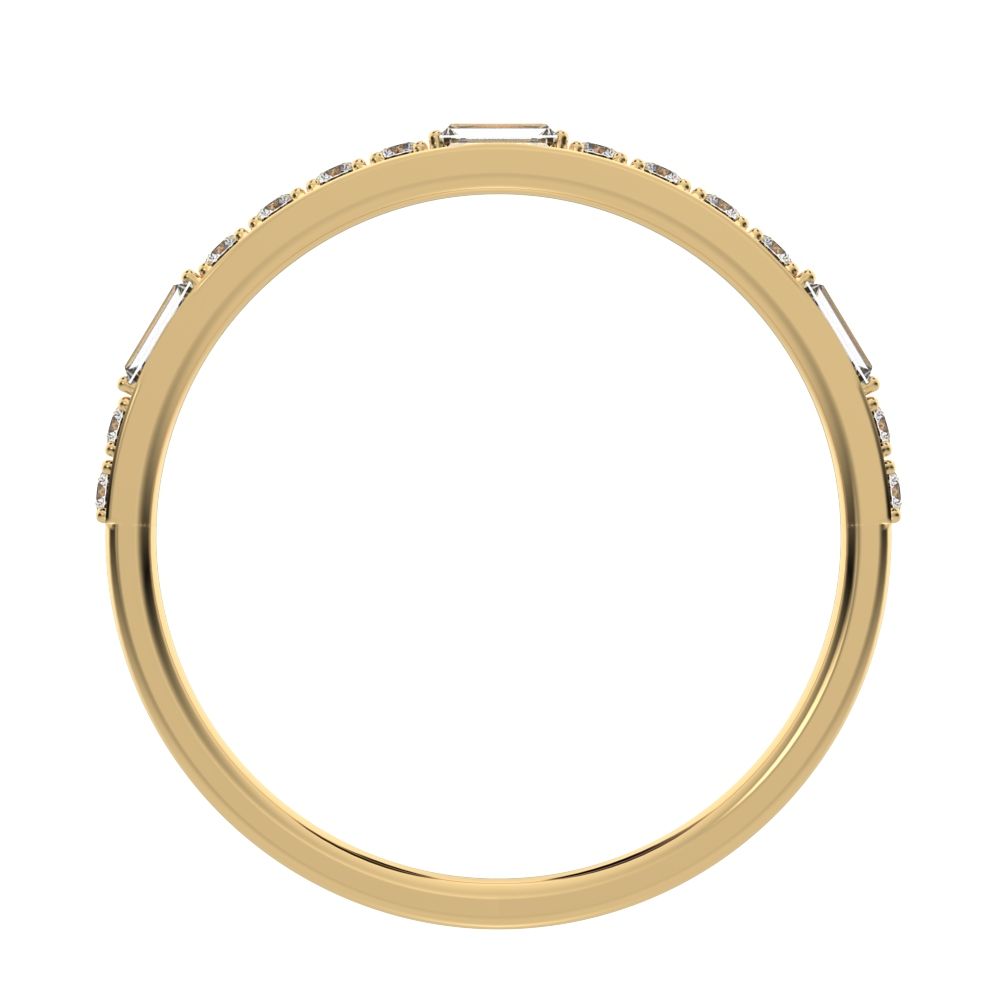 0.3 ct Baguette Cut Moissanite dainty Minimalist half eternity Stackable light simple 14K / 18K Solid Yellow Gold everyday wedding band