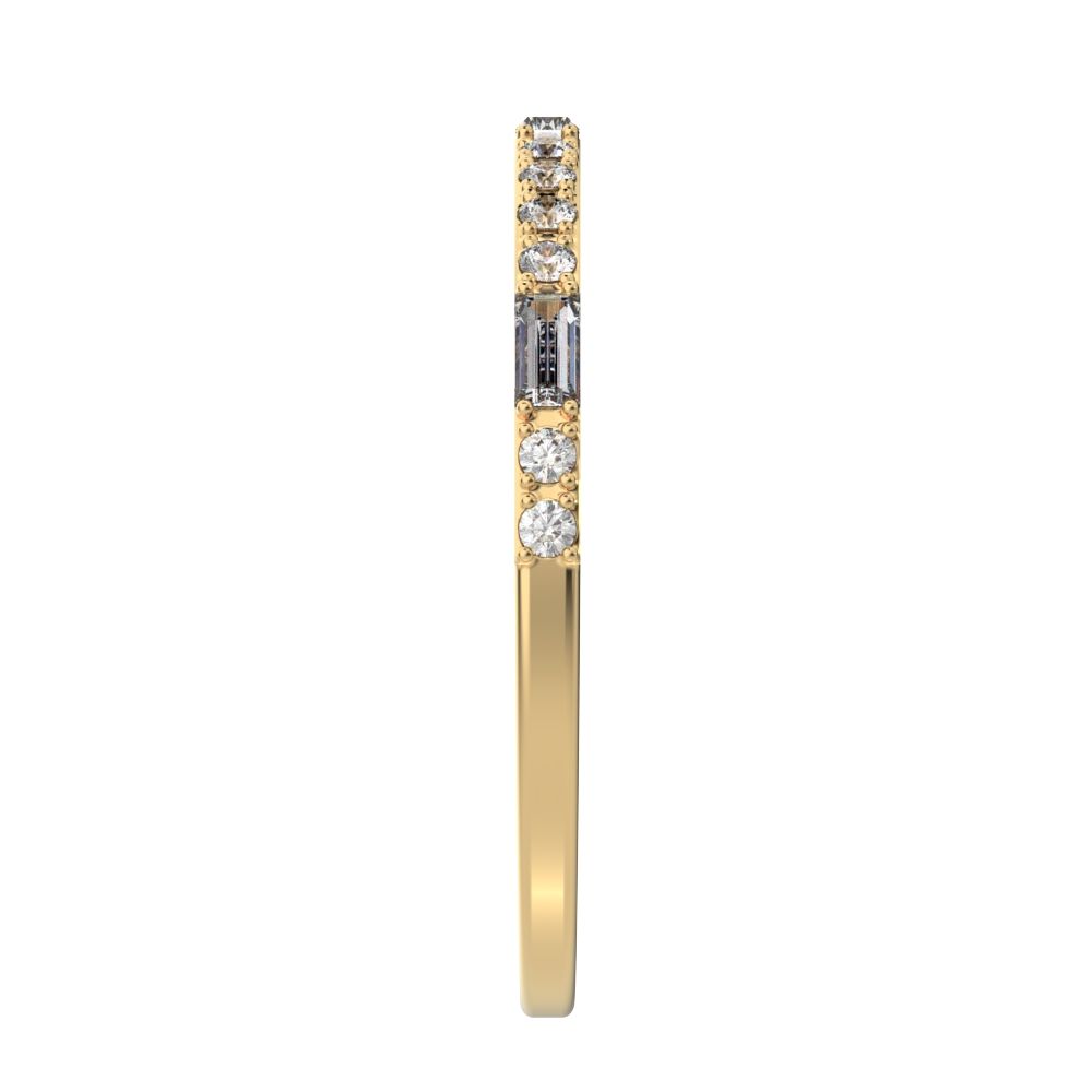 0.3 ct Baguette Cut Moissanite dainty Minimalist half eternity Stackable light simple 14K / 18K Solid Yellow Gold everyday wedding band